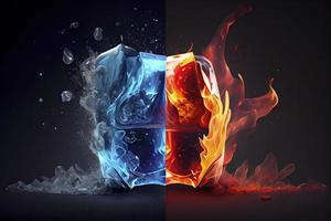 fuoco e ghiaccio concetto design con scintilla foto