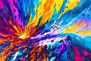 acqua colore o olio pittura bene arte illustrazione di astratto spruzzo fiamma fuoco spray spazzola lancio artistico Stampa digitale arte. foto