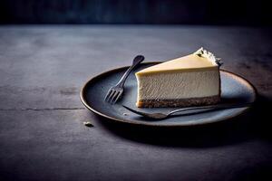 minimalista foto di delizioso torta di formaggio al di sopra di lunatico sfondo. generativo ai.