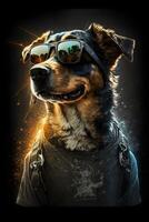 carino cane animale indossare occhiali da sole creato di generativo ai tecnologia foto