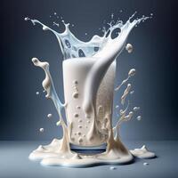 scrosciante latte nel un' alto bicchiere pulito versare Immagine generativo ai foto