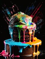 drammatico dinamico cibo fotografia bizzarro colorato Cupcake generativo ai foto