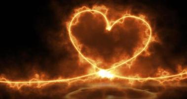 astratto luminosa arancia ardente energia leggero amore cuore con riflessi e fuoco astratto sfondo foto