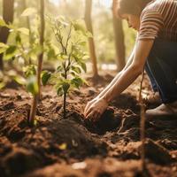 piantare alberi per un' sostenibile futuro. Comunità giardino e ambientale conservazione - promozione habitat restauro e Comunità Fidanzamento su terra giorno foto