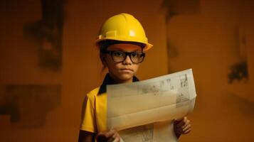 carino ingegnere architetto ragazzo. futuro carriera concetto. ai generato. foto