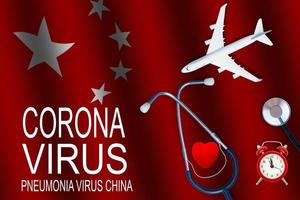 mers-CoV Cinese infezione romanzo corona virus, aereo, Cina bandiera foto