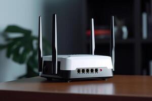 velocità 5g Internet bianca Wi-Fi router nel il Casa generativo ai foto