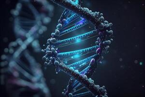 dna digitale, sequenza, codice struttura con incandescenza. scienza concetto e nano tecnologia sfondo. design. ai foto