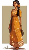 indiano semplice ragazza indossare salwar kurta adolescente ragazza generativo ai foto