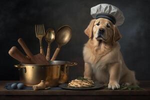 d'oro cane da riporto classicamente allenato capocuoco cane di classe generativo ai foto