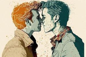 gay coppia baci illustrazione foto