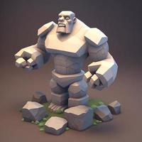 pietra custode golem illustrazione, 3d, carino stile. ai foto