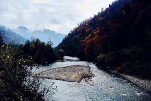 foresta montagne autunno fiume viaggio natura paesaggio foto