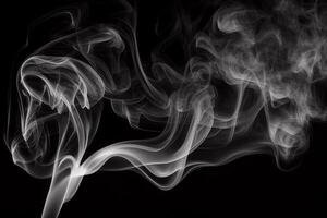 astratto Fumo si sposta su un' nero sfondo. design elemento. astratto struttura. generativo ai foto