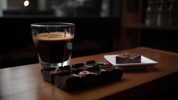 foto di caffee e cioccolato, nel un' distanza, minimalis - generativo ai