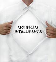 uomo si apre il suo camicia per svelare ai - artificiale intelligenza - scritto su esso foto