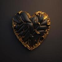realistico superiore Visualizza su elegante fantastico e nero colore per il San Valentino giorno cuore con d'oro crepe. generativo ai. foto