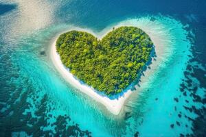 tropicale isola nel il forma di un' cuore, generativo ai foto