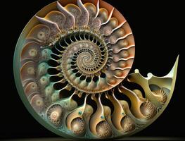 ammonite fossile sfondo creato con generativo ai tecnologia foto