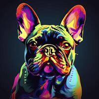 francese bulldog ritratto nel neon colori. generativo ai. foto