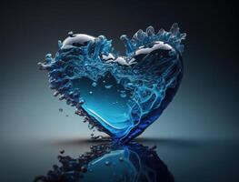 cuore fatto di blu trasparente acqua sfondo creato con generativo ai tecnologia foto