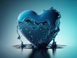 cuore fatto di blu trasparente acqua sfondo creato con generativo ai tecnologia foto