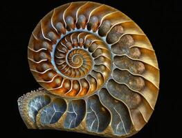 ammonite fossile sfondo creato con generativo ai tecnologia foto