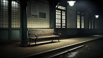 vuoto ferrovia stazione abbandonato vecchio moda nel il città generativo ai foto