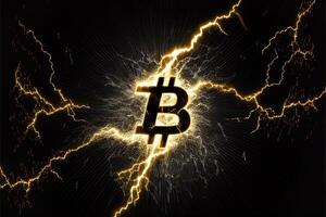 bitcoin colpire di fulmine bullone come crypto schianto concetto generativo ai foto