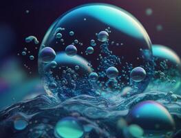 blu acqua bolle dinamico liquido forme sfondo creato con generativo ai tecnologia foto