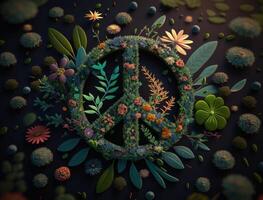 pace simbolo fatto di floreale elementi creato con generativo ai tecnologia foto