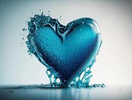 cuore fatto di blu trasparente acqua sfondo creato con generativo ai tecnologia foto