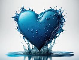 cuore fatto di blu trasparente acqua sfondo creato con generativo ai tecnologia foto