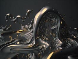 un' metallico astratto ondulato liquido sfondo generativo ai tecnologia foto