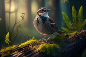 bellissimo uccello nel foresta generativo ai foto