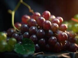 bellissimo biologico sfondo di appena raccolto uva creato con generativo ai tecnologia foto