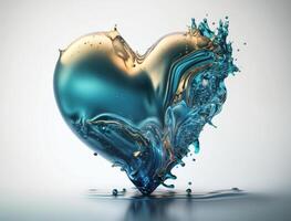 cuore fatto di blu trasparente acqua sfondo creato con generativo ai tecnologia foto