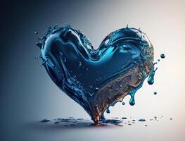 cuore fatto di blu trasparente acqua sfondo creato con generativo ai tecnologia foto