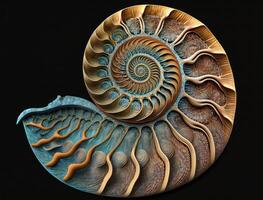 ammonite fossile sfondo creato con generativo ai tecnologia foto