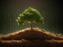 verde albero natura ecologia e crescita concetto con copia spazio creato con generativo ai tecnologia foto