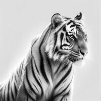 nero e bianca tigre su bianca sfondo generativo ai foto