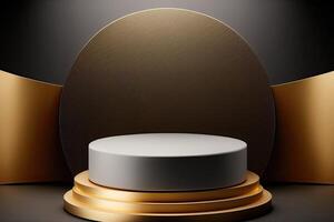 cerchio podio palcoscenico piattaforma lusso oro Prodotto posizionamento Schermo fatto con generativo ai foto