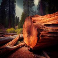 gigante abbattuto sequoia, grande mogano, simbolo di Stati Uniti d'America - ai generato Immagine foto