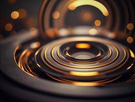 concentrico d'oro anelli forme astratto geometrico sfondo creato con generativo ai tecnologia foto