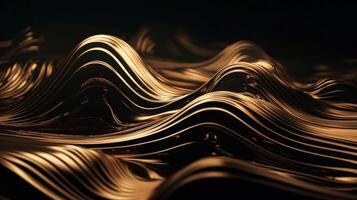 metallico oro astratto ondulato liquido sfondo. generativo ai foto