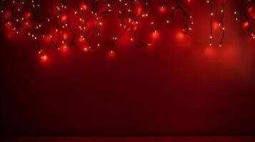 rosso sfondo con Natale luci illustrazione ai generativo foto