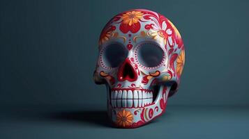 zucchero cranio nel un' tradizionale stile per dia de los muertos illustrazione ai generativo foto