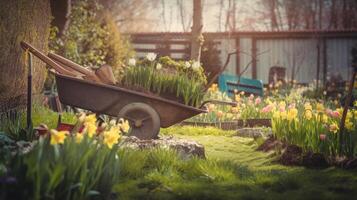 primavera giardinaggio. illustrazione ai generativo foto