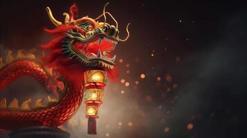 Cinese nuovo anno sfondo con Drago. illustrazione ai generativo foto