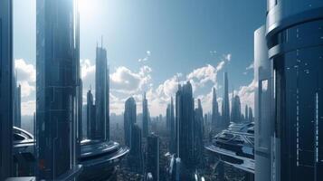 futuristico città sfondo. illustrazione ai generativo foto